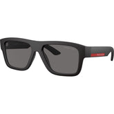 Prada Linea Rossa PS04ZS Sunglasses Black Rubber/Dark Grey Polarised Lenses